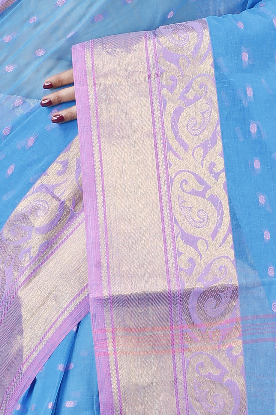 Sky Blue Pure Cotton Sachi Tant Saree (1025)